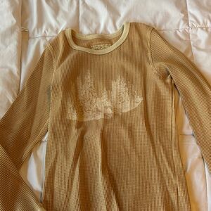 American Eagle Outfitters Beige Waffle Knit Top